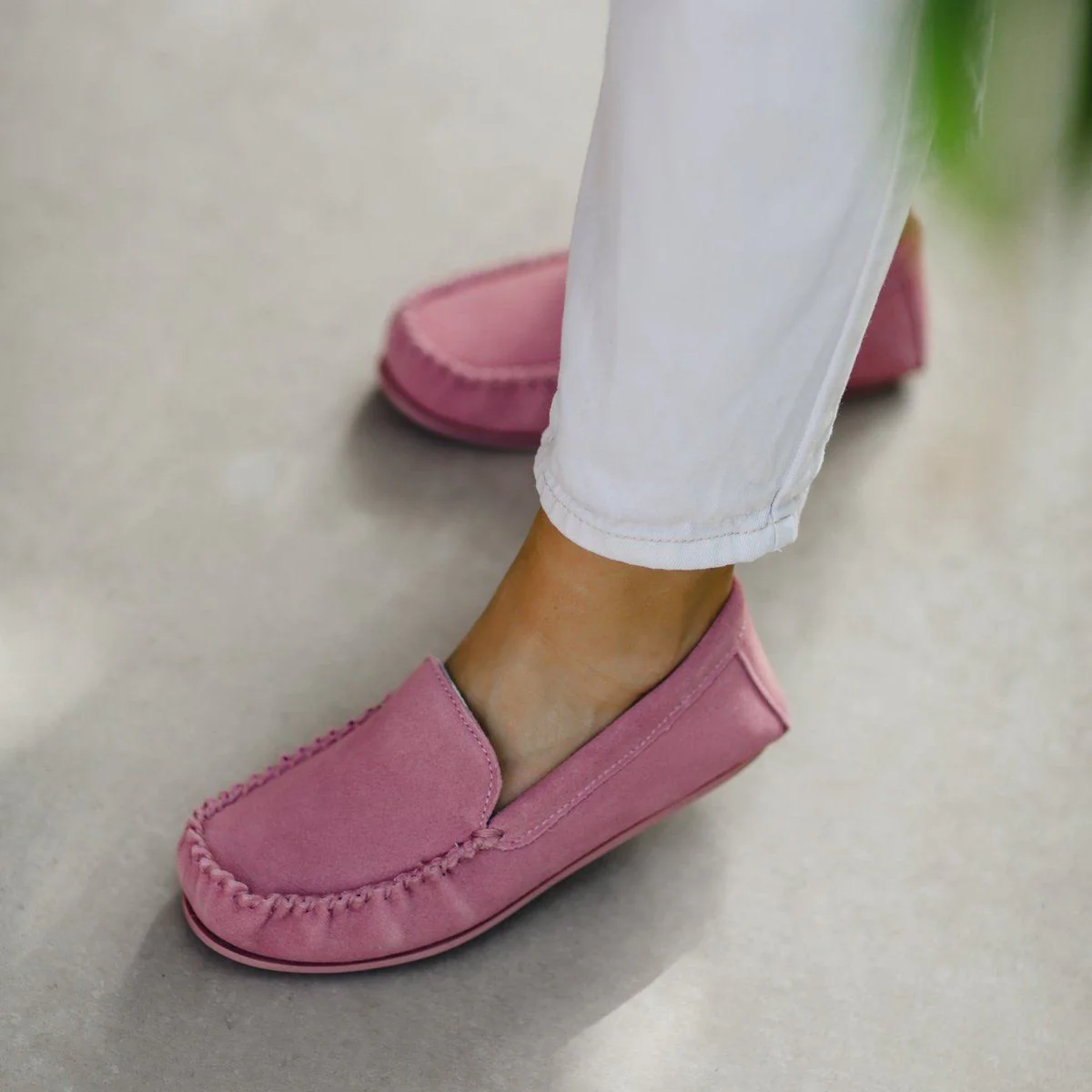 Ffion Ladies Suede Moccasin - Blush - Image 3