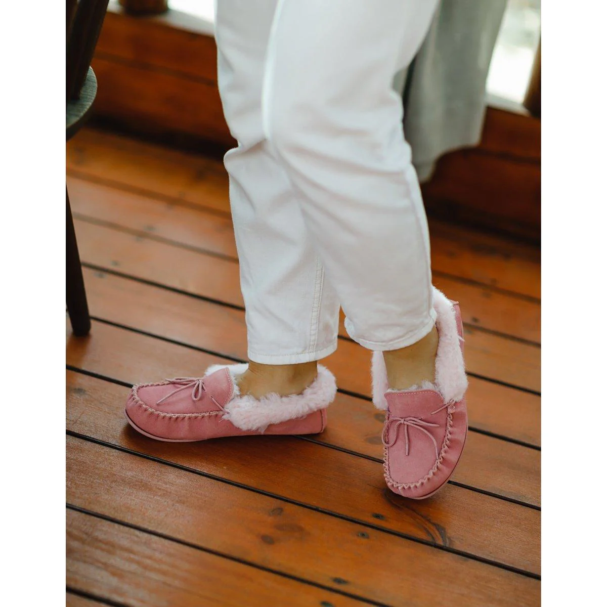 Willow Molly Ladies Wool Moccasin – Pink - Image 3