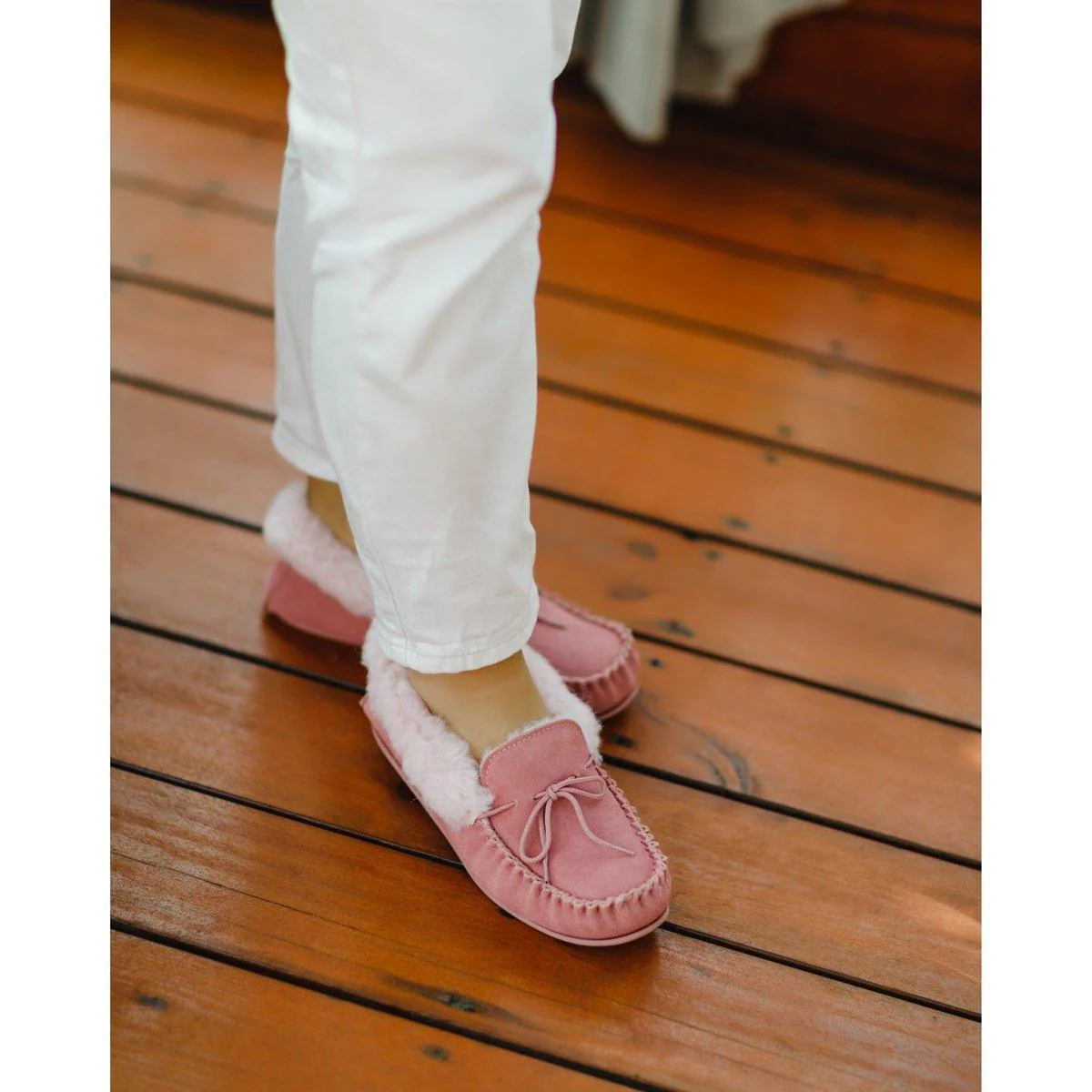 Willow Molly Ladies Wool Moccasin – Pink - Image 4