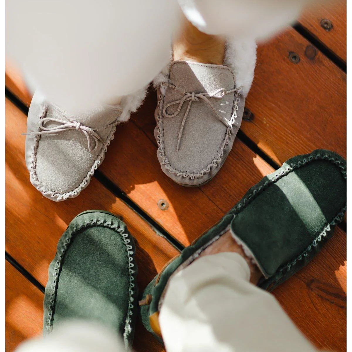 Willa Ladies Wool Moccasin – Stone - Image 3