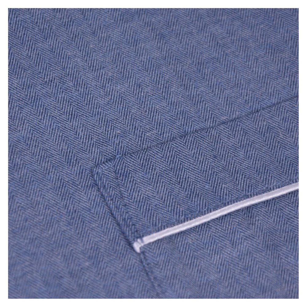 Ladies Pyjamas Brushed Cotton Blue - Capri - Image 4