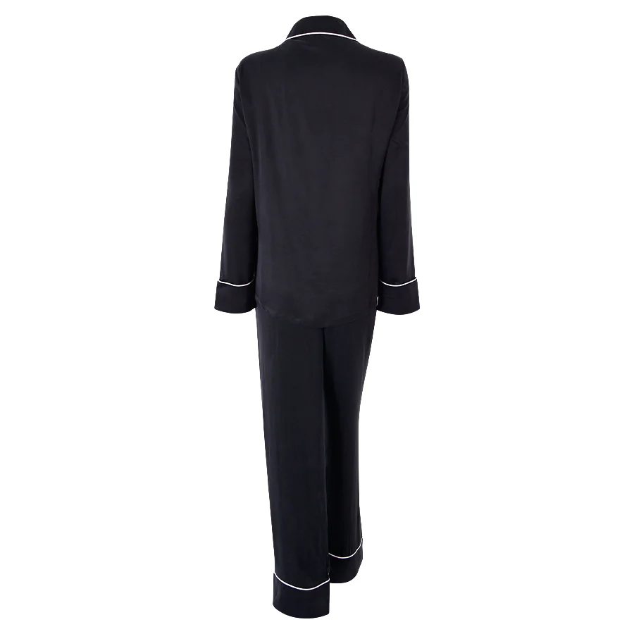 Ladies Vegan Silk Pyjama- Zumra Black Print - Image 4
