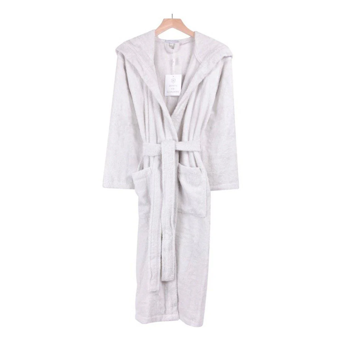 Men's Hooded Towelling Dressing Gown - Pale Grey - Image 3