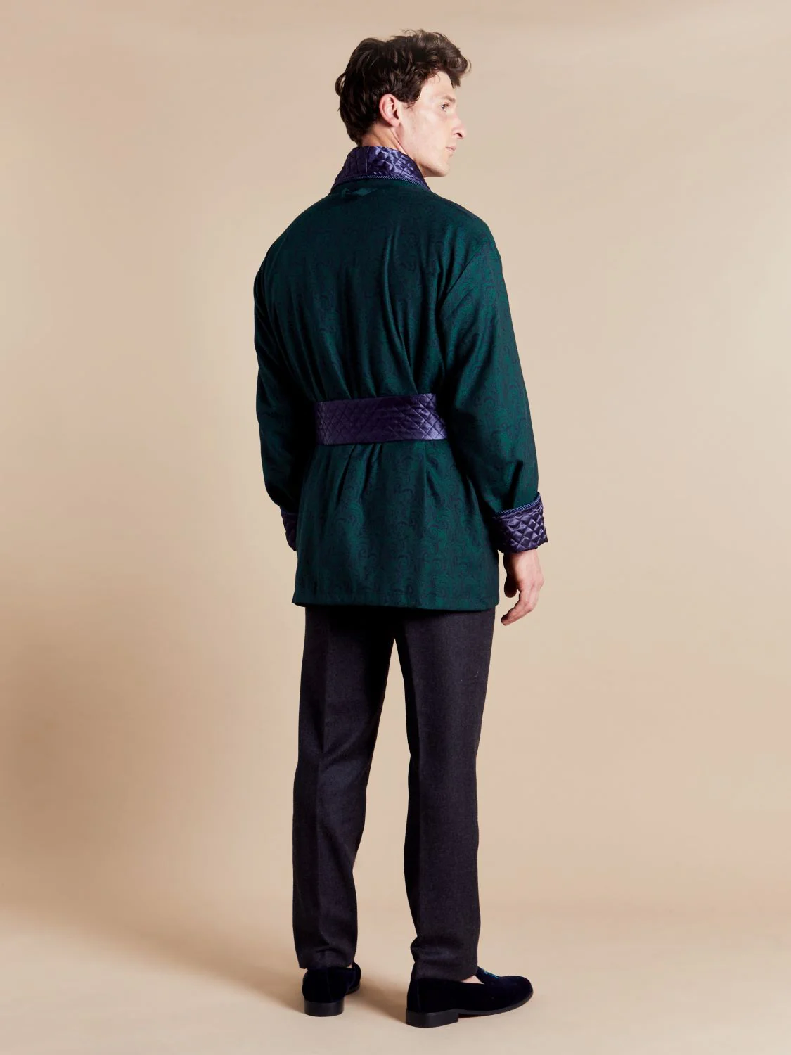 Russborough Short Smoking Jacket in Green - Image 5
