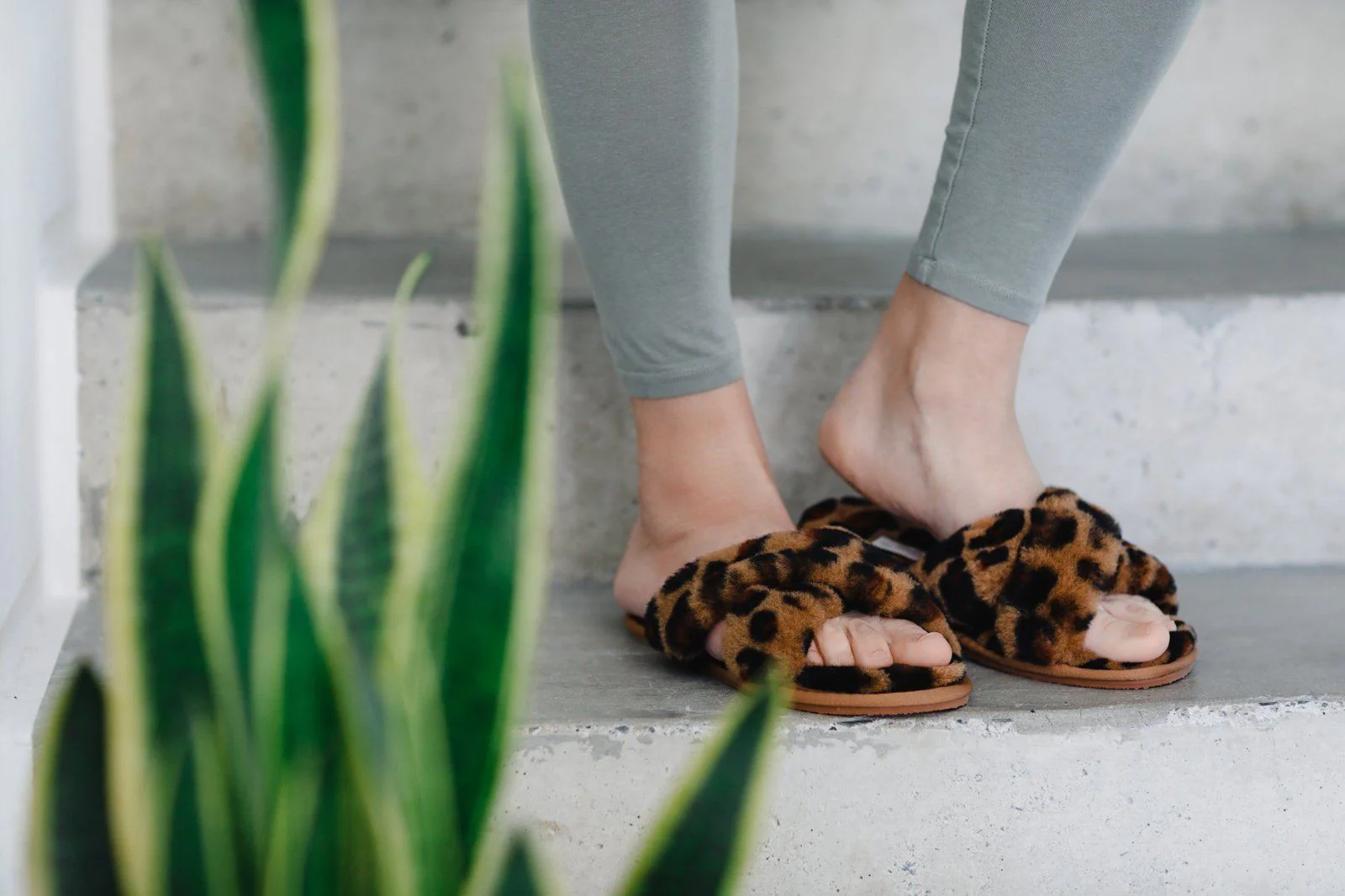 Delilah Ladies Sheepskin Slider Slipper - Leopard - Image 3