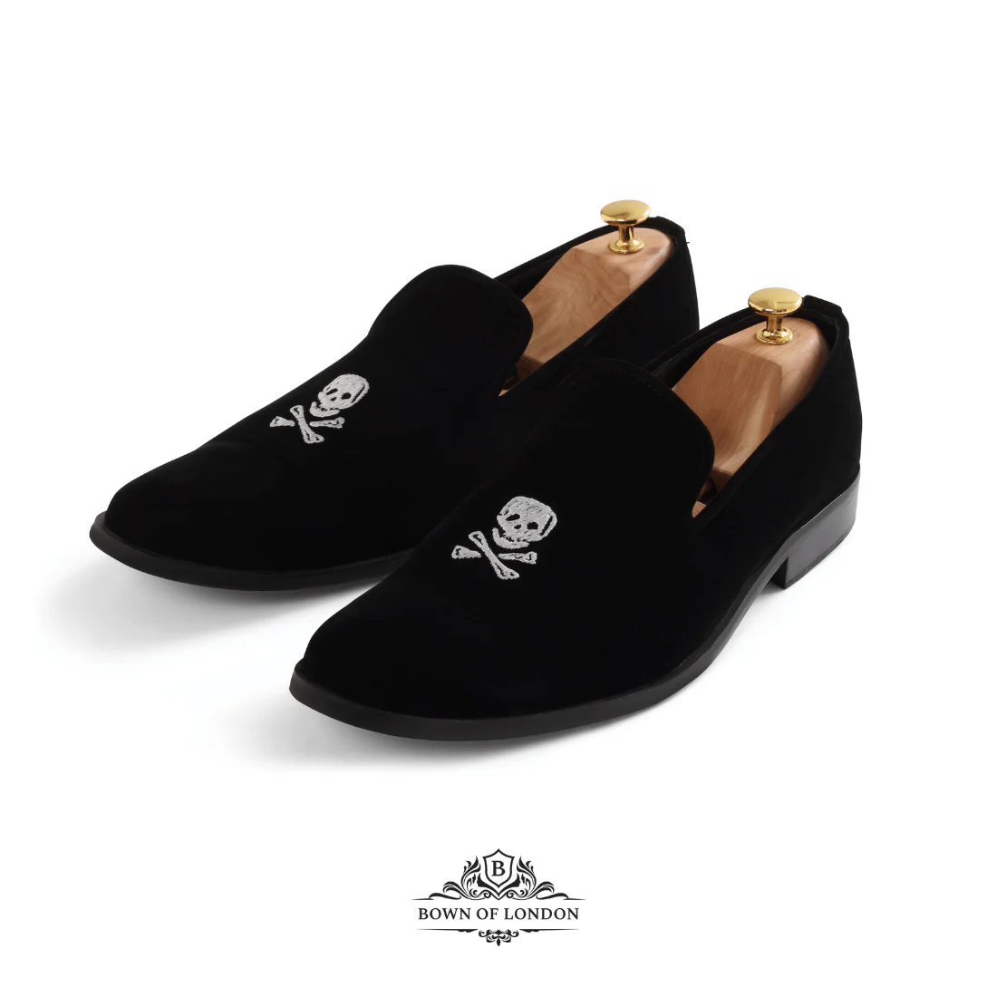 Men's Velvet Loafer/Slipper Shoe - Skull - Image 3