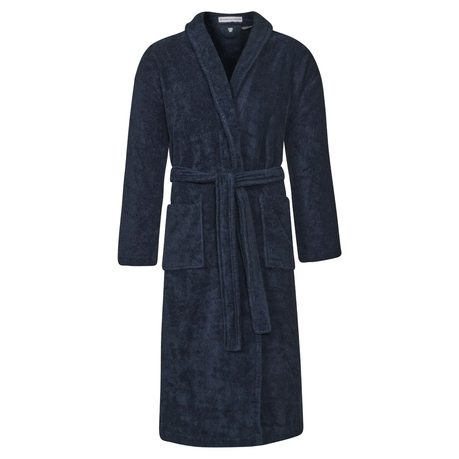 Women's Towelling Cotton Dressing Gown - Navy Blue - Image 3