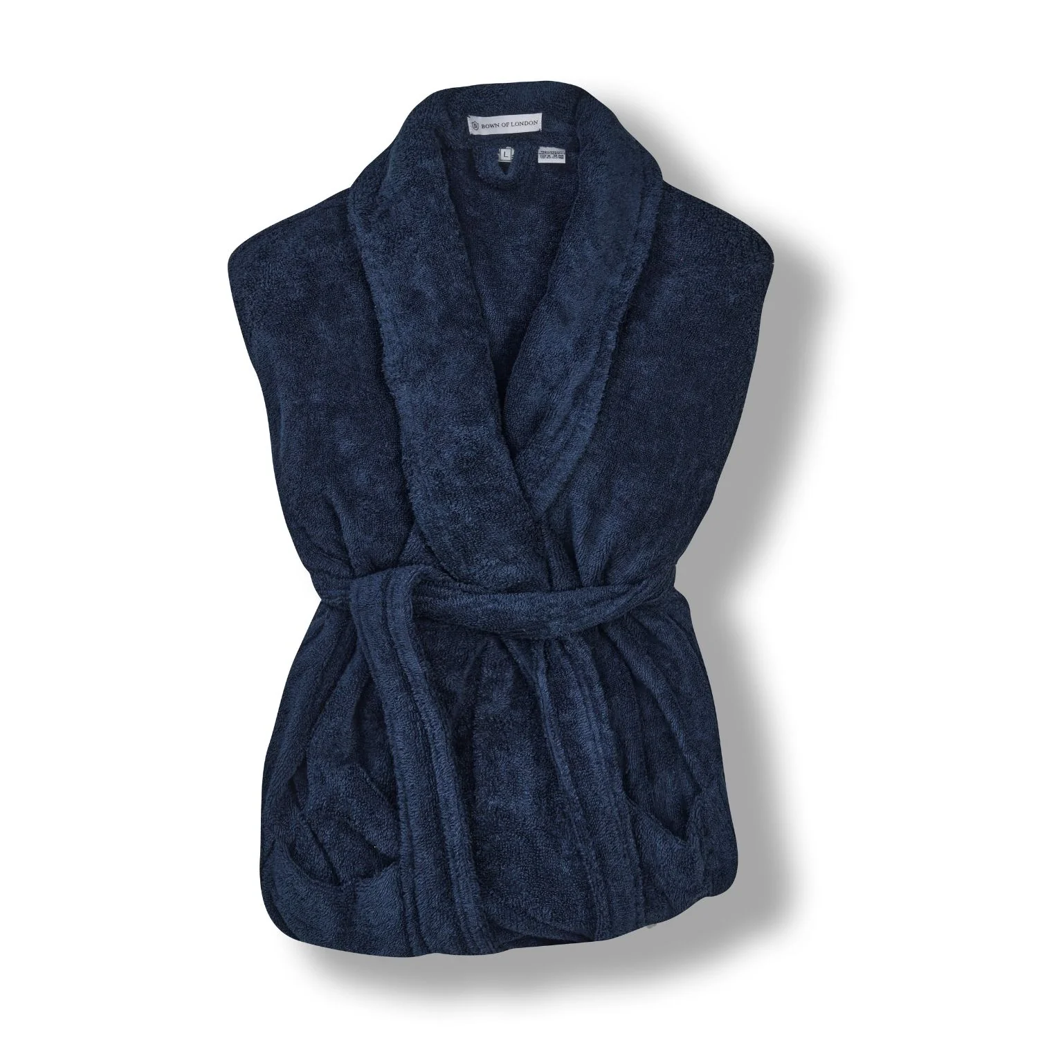 Women's Towelling Cotton Dressing Gown - Navy Blue - Image 5